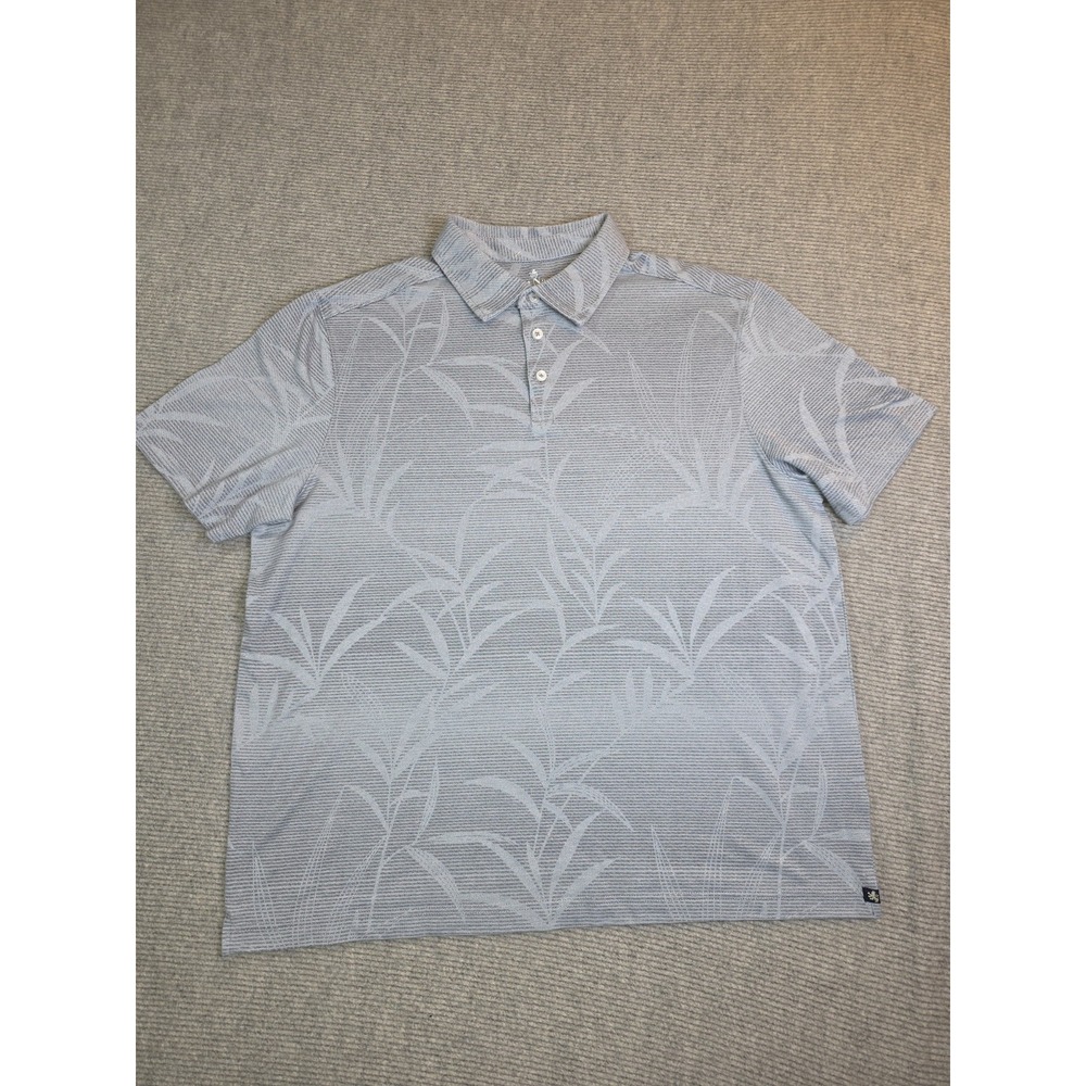Nat Nast Shirt Mens XL Gray Hawaiian Tropical Palm Leaf Bamboo Print Golf  Polo